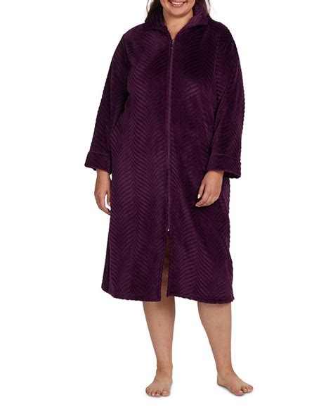 Miss Elaine Plus Size Solid Long Sleeve Zip Robe Macys