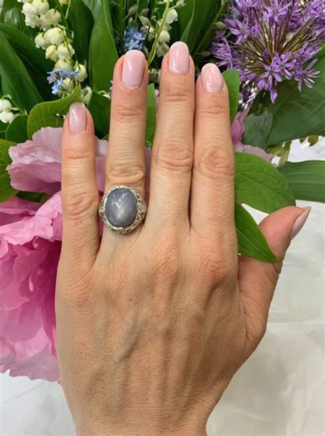 Vintage Star Sapphire And Diamond Ring