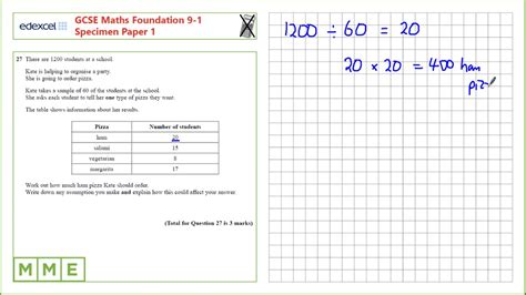 GCSE Maths EDEXCEL Foundation Specimen Paper 1 Q27 Fractions YouTube