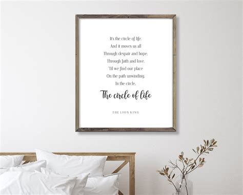 Lion King, Circle of Life Song Lyrics, Movie Quote, Printable Wall Art ...