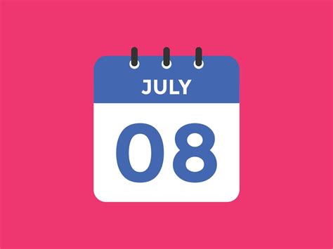 july 8 calendar reminder. 8th july daily calendar icon template ...