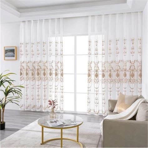 Lot De 2 Rideaux Voilages Rideau Transparent Salon Lin Avec Anneaux