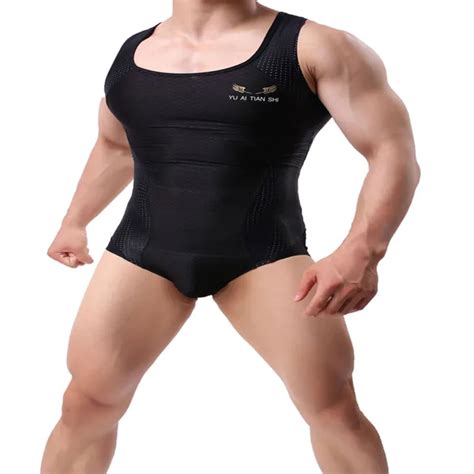 Spandex Undershirt Men Bodysuit Mankini Swimsuit Seamless Underwear Men