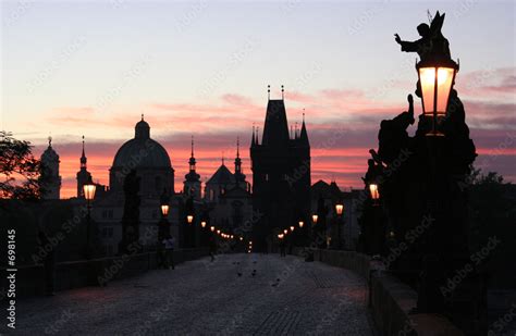 charles bridge in the night Stock Photo | Adobe Stock