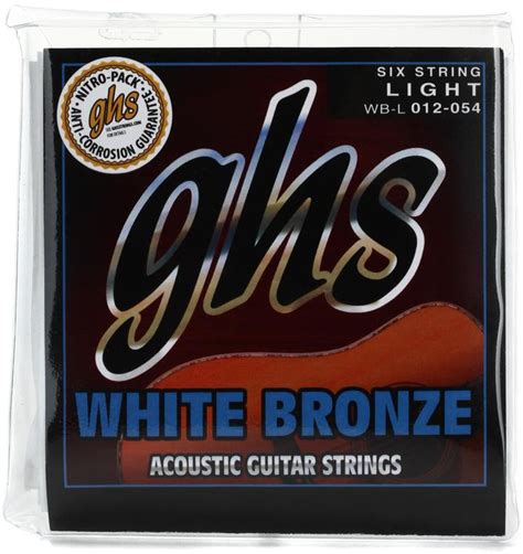 Ghs Wbl White Bronze Alloy 52 Acoustic Guitar Strings 012 054 Light Sweetwater