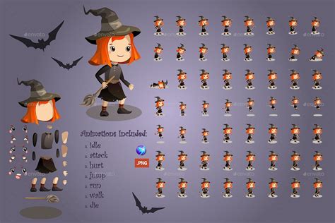 2d Game Character Sprite Sheets Frankenstein Vampire Witch Game Assets