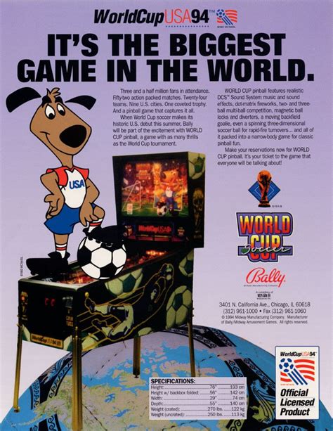 World Cup Soccer 1994 Bally Midway Played 16 1 15 At Pipeline Bar