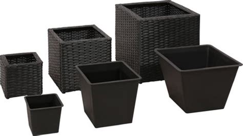 VidaXL Plantenbakken Verhoogd 3 St Poly Rattan Zwart Bol