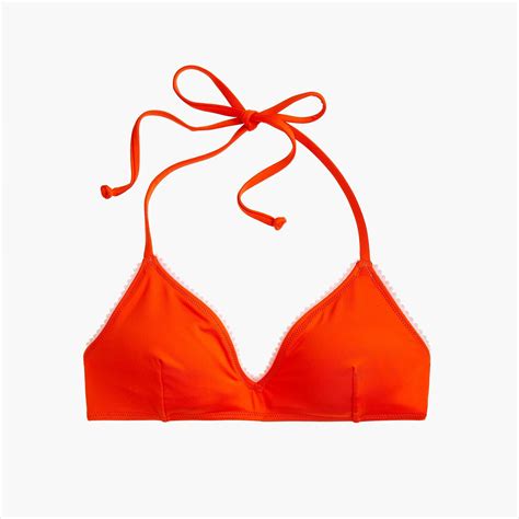 J Crew Synthetic Playa Key West Halter Bikini Top With Trim In Cerise