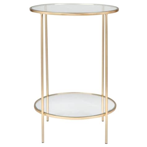 Mesa Auxiliar De Cristal Y Metal Dorado VALIA Maisons Du Monde