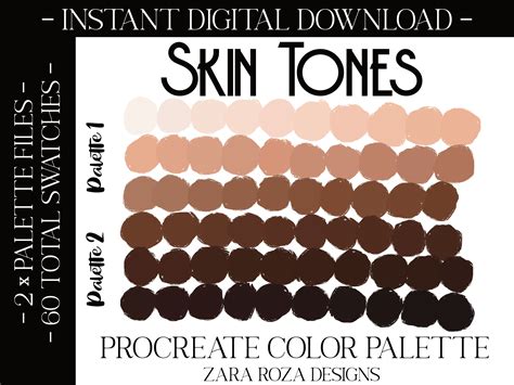 Skin Tones Procreate Color Palette Face Portrait Art Nude Makeup Contouring Shades Lipstick