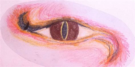 a drawing of an eye with colored pencils