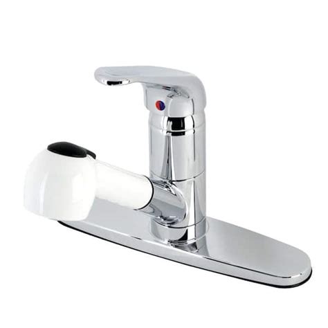 Kingston Brass Single Handle Deck Mount Pull Out Sprayer Kitchen Faucet