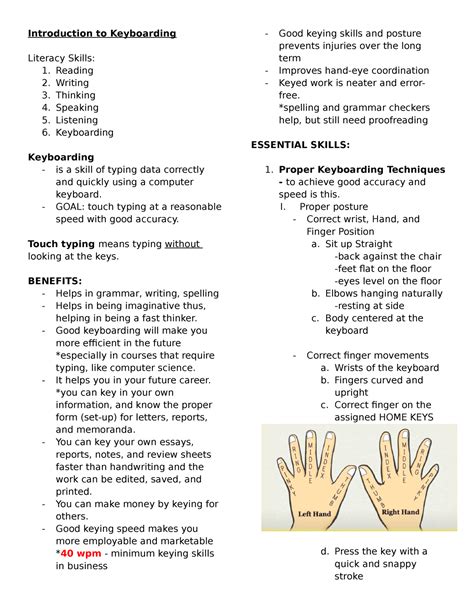 BUS SEC Bus Sec Lessons Introduction To Keyboarding Introduction