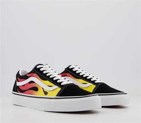 Vans Old Skool Trainers Flame Black Black True White Unisex Sports