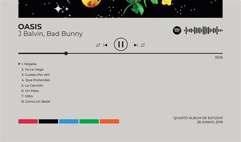 Quadro Moldura Spotify J Balvin Bad Bunny Oasis Elo7