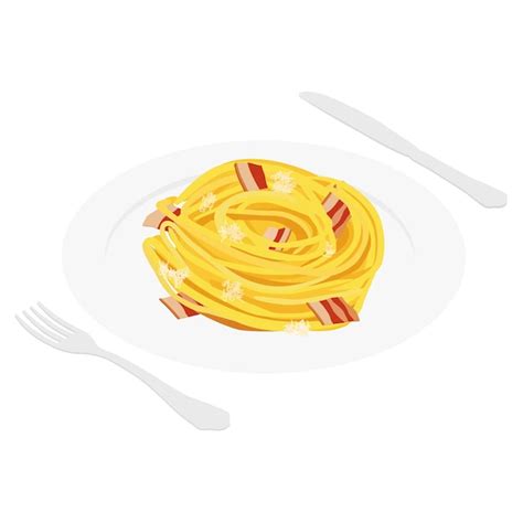 Macarr O Carbonara Caseiro Cl Ssico Garfo E Faca Isolado No Fundo