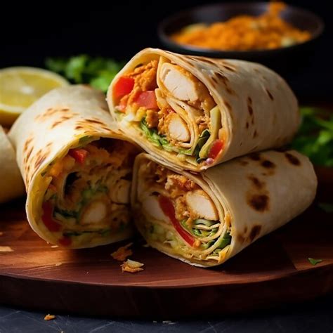 Premium Ai Image Fresh Tortillas Wraps With Chicken And Avocado