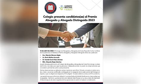 Colegio De Abogados Y Abogadas Presenta Candidatos As Al Premio