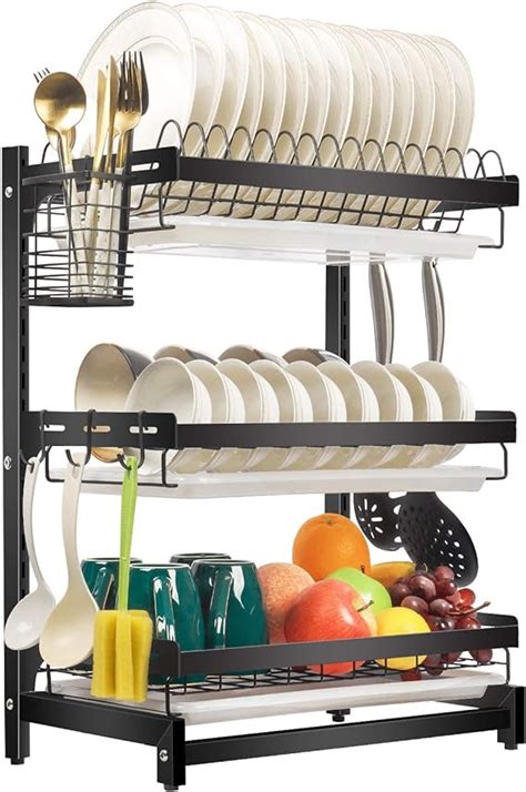 X Cosrack Dish Drying Rack Stainless Steel Dish Drainer With Drain Board For Plates Bowls Cups