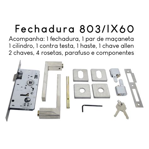 Fechadura Para Porta Externa Broca 40mm Inox Polido Stam MadeiraMadeira