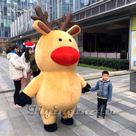 Cute Walking Inflatable Reindeer Costume Blow Up Christmas Cartoon ...