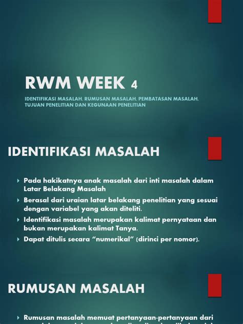 Rwmweek4identifikasimaalahrumusanmasalahtujuanpenelitian Pdf