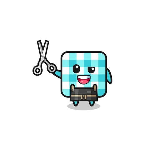 Premium Vector Checkered Tablecloth Character As Barbershop Mascot