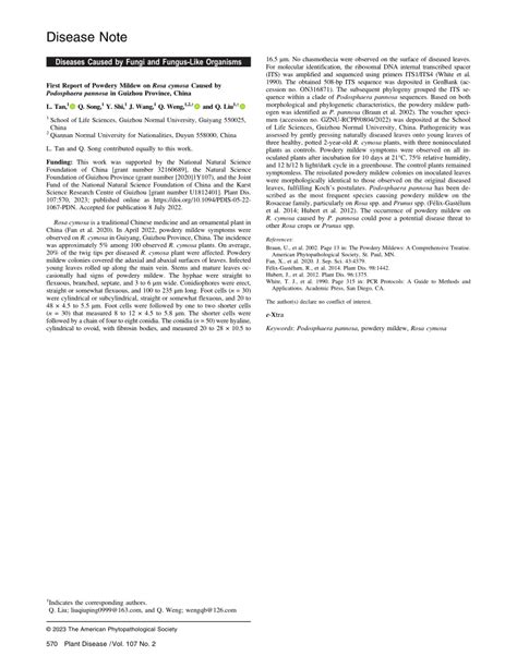 Pdf First Report Of Powdery Mildew On Rosa Cymosa Caused By