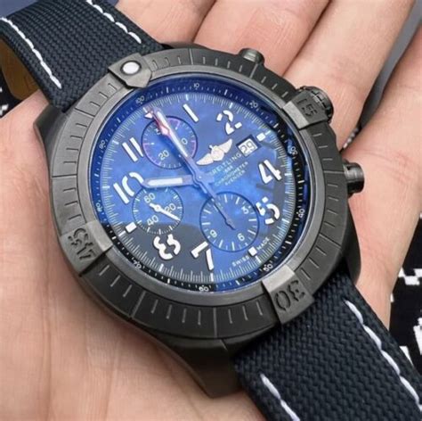 Breitling Super Avenger Night Mission Blue Dial Rubber Chronograph