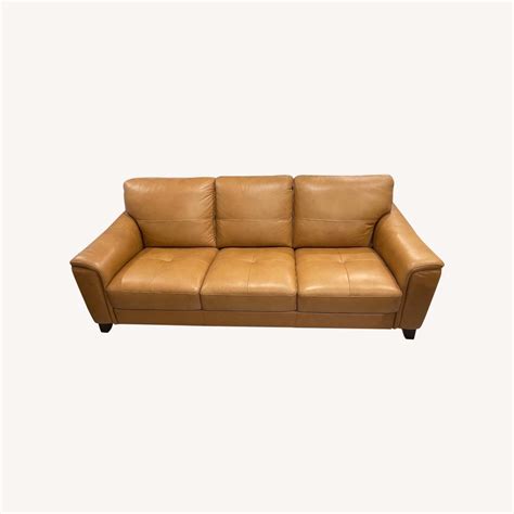 Leather Caramel Sofa - AptDeco