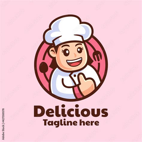 Cartoon Character Female Chef Logo Design Stock Vector Adobe Stock