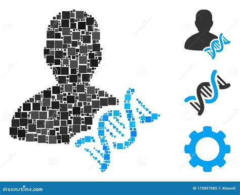 Mosaico Vector De Icono Del Dna Del Genetista Cuadrado Stock De