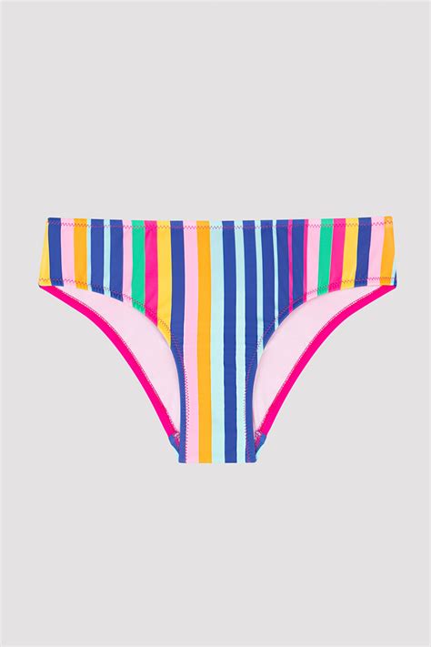 Genç Kız Çizgili Renkli Halter Bikini Takımı PLYKL G IY MIX Çok