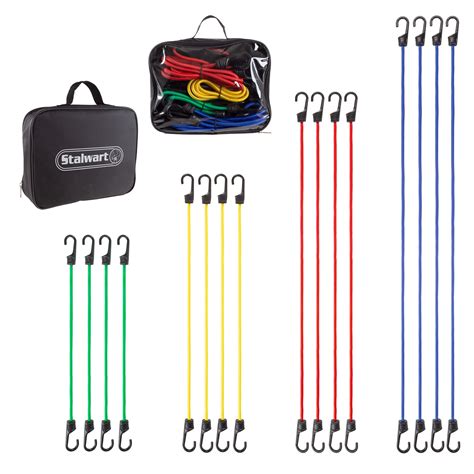 16 Piece Bungee Cord Set Assortment Of 4 Sizes 18 24 32 40 With