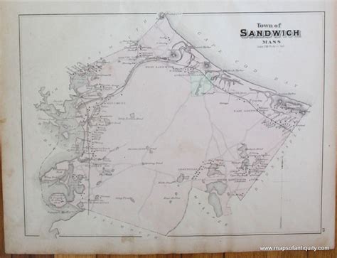 Town Of Sandwich P 19 Ma Antique Maps And Charts Original Vintage Rare Historical