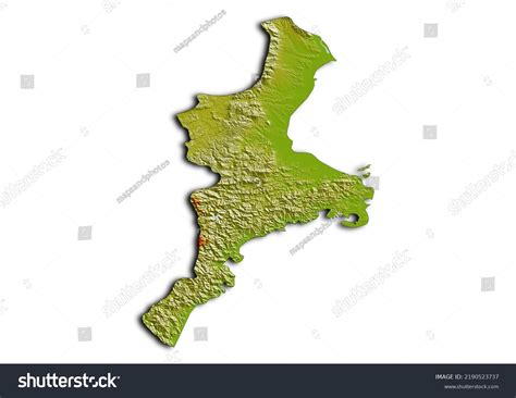 Mie Prefecture Japan Map Shaded Relief Stock Illustration 2190523737 ...