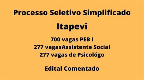 Processo Seletivo de Itapevi PEB I 700 vagas Salário R 3 241 01