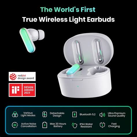HHOGene Gpods Wireless Earbuds with Light Control,Noise Cancelling ...