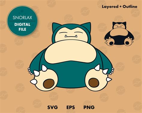 Snorlax Pokemon Svg Cut File Layered Digital Template Etsy