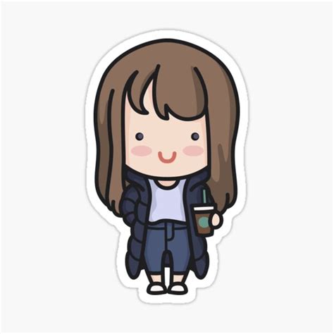 Kawaii Cute Korean Hipster Girl Cartoon Sticker For Sale By