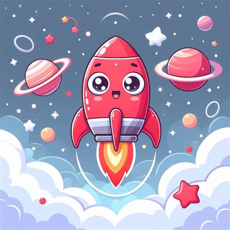 Premium Photo | Cute rocket in space