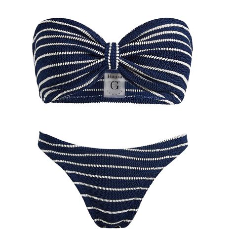 Hunza G Jean Bandeau Bikini Navy White End