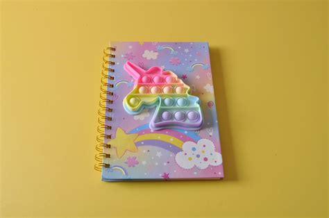 Silicone Cover Spiral Notebook Cartoon Unicorn Pop Push Bubble Notebook