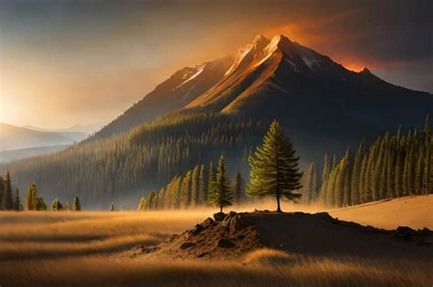 Premium AI Image | a sunrise in the mountains