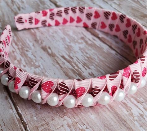 Valentines Day Headband Woven Headband Heart Headband Etsy