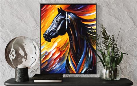 Black Stallion Horse Art Print Black Horse Painting Print Poster ...