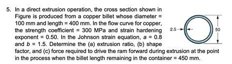 Solved 5 In A Direct Extrusion Operation The Cross Section Chegg