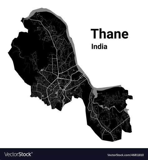 Thane Map Detailed Black Of City Poster Royalty Free Vector