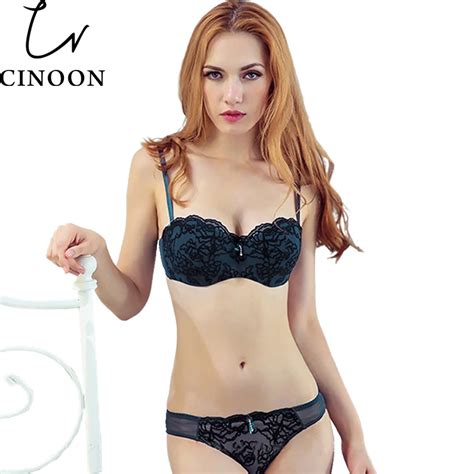 Cinoon Women Sexy Lace Lingerie Push Up Half Cup Bra And Panty Set